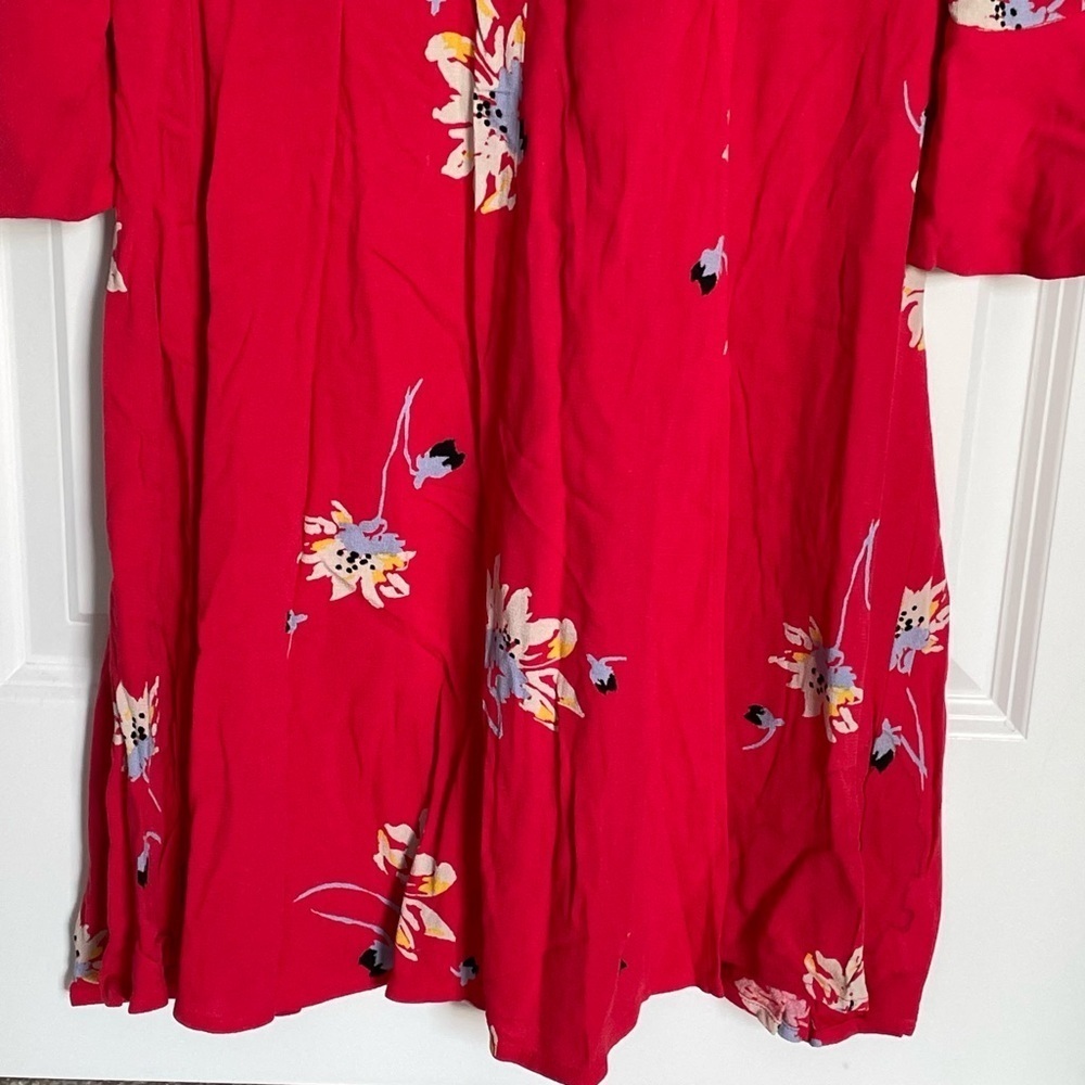 Free People Time On My Side Red Floral Print Wrap Mini Dress - 35555 - Picture 6 of 14